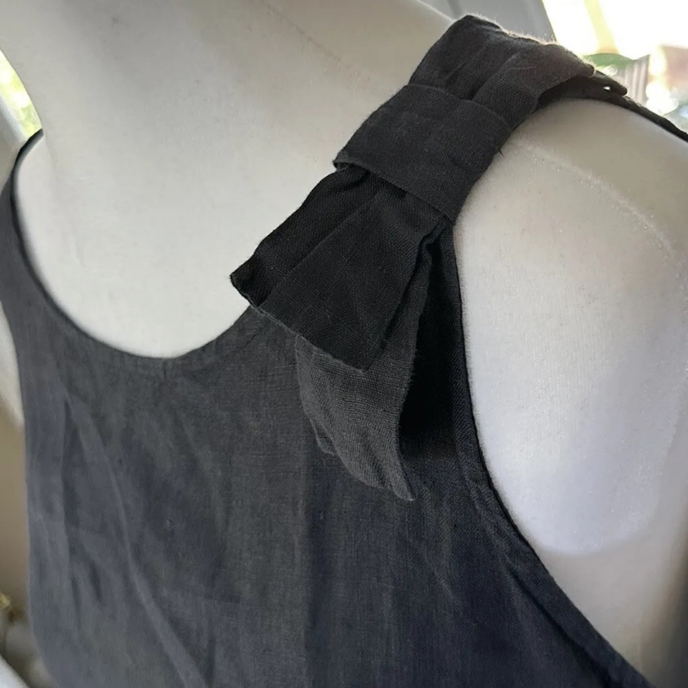 Bellambia Dress 100% Linen Navy Blue Crochet Trim Made In Italy Beach Bo… - Picture 3 of 7